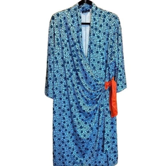 Isabel + Alice Dresses & Skirts - Isabel + Alice Blue Floral Faux Wrap 3/4 Sleeve Dress Size 3X